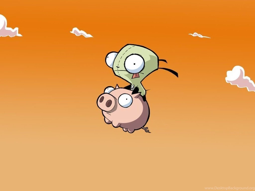 Cartoons Invader Zim Orange Pigs Gir