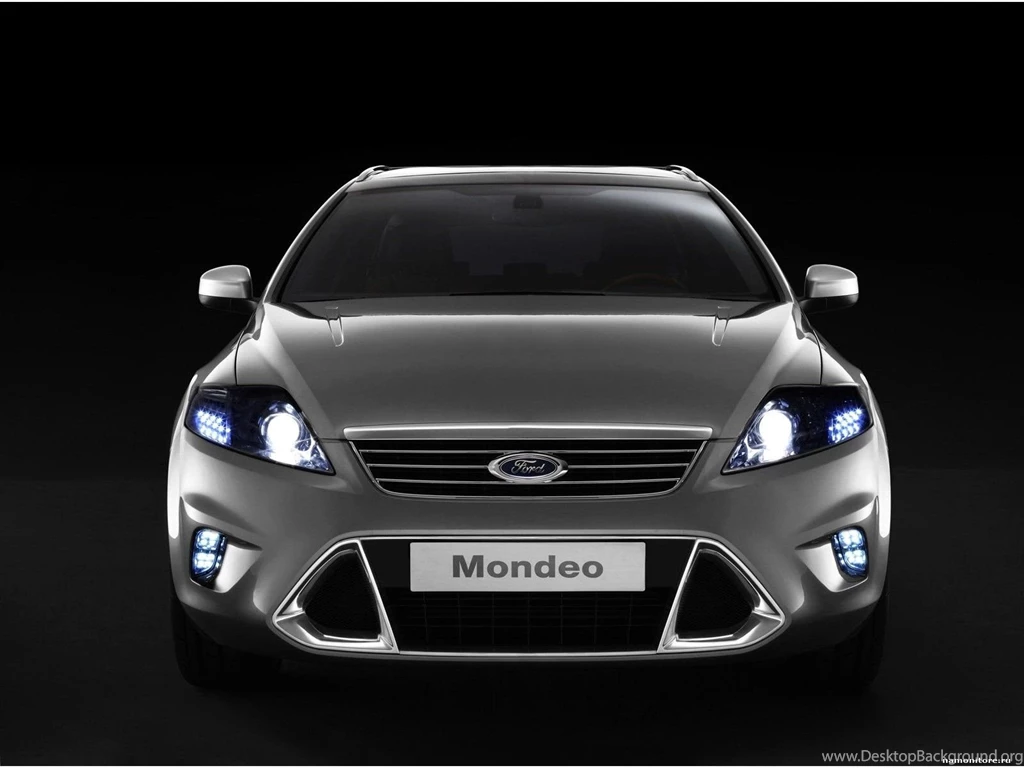 Grey Ford Mondeo On A Black Background, The Front View, Black ...