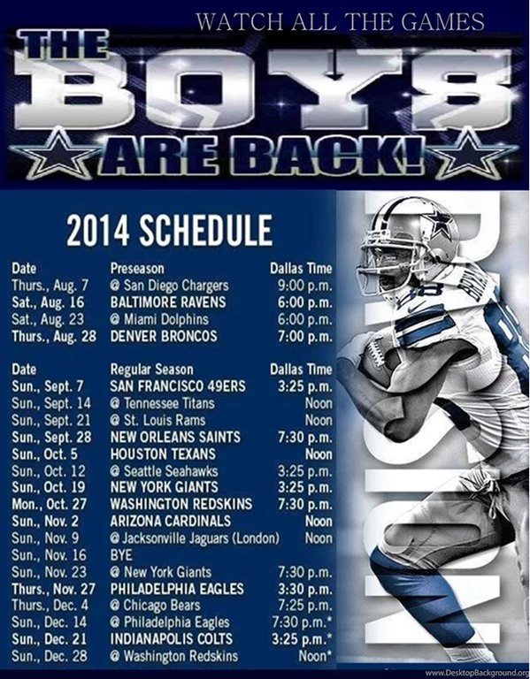 2014 2015 Dallas Cowboys Schedule