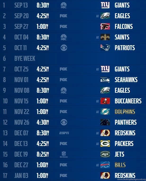 Dallas Cowboys Schedule