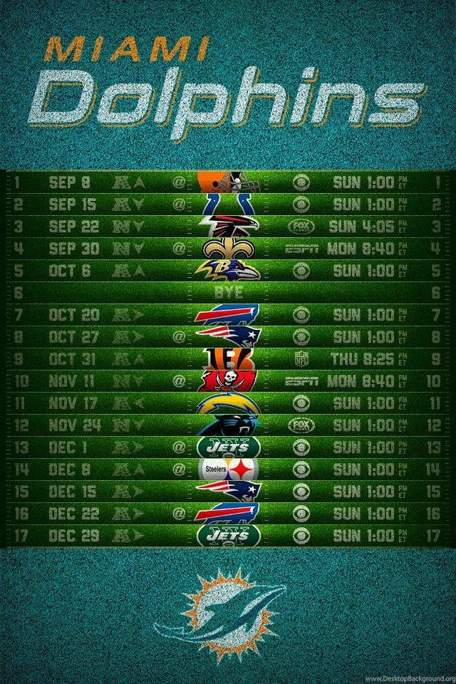 Miami Dolphins 2013 Football Schedule iPhone 4 Wallpapers (640x960)