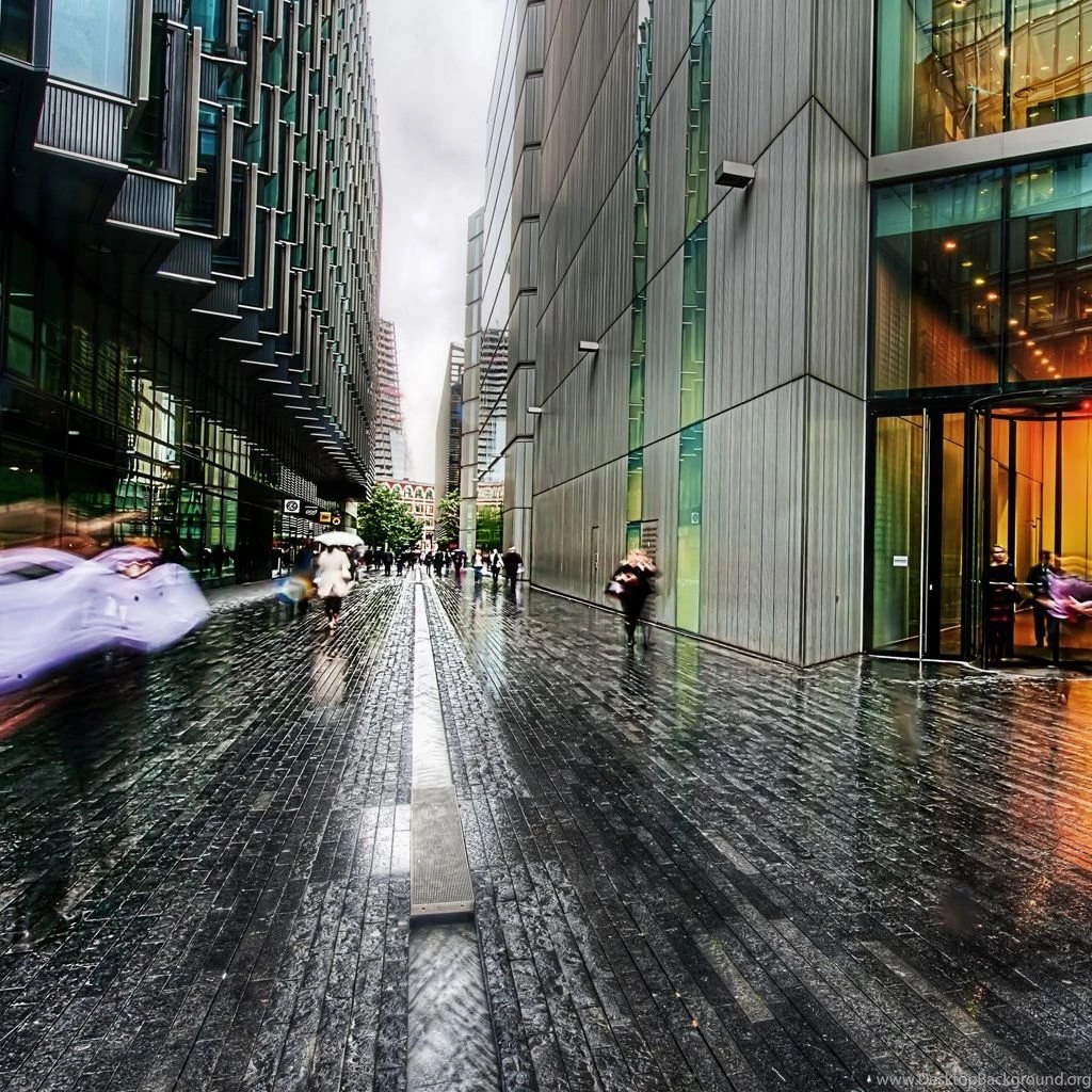 London Street Rainy Weather iPad Wallpapers Download
