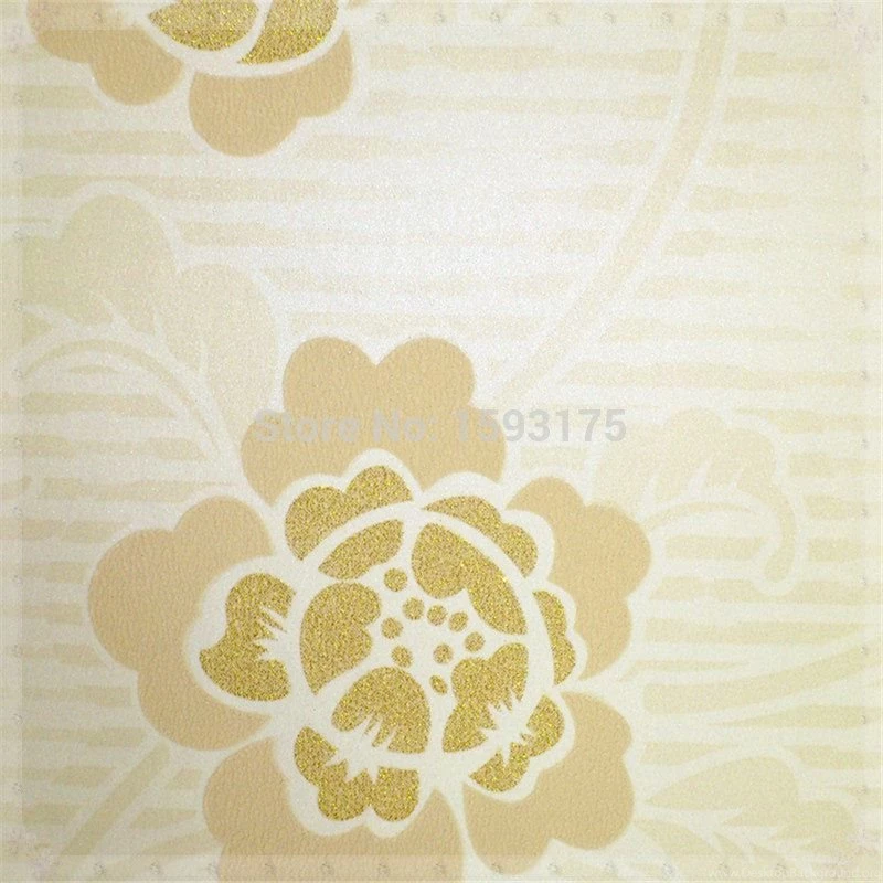 Gold Flower Design Wallpapers PVC Wall Paper Roll 3D Wallpapers For ...
