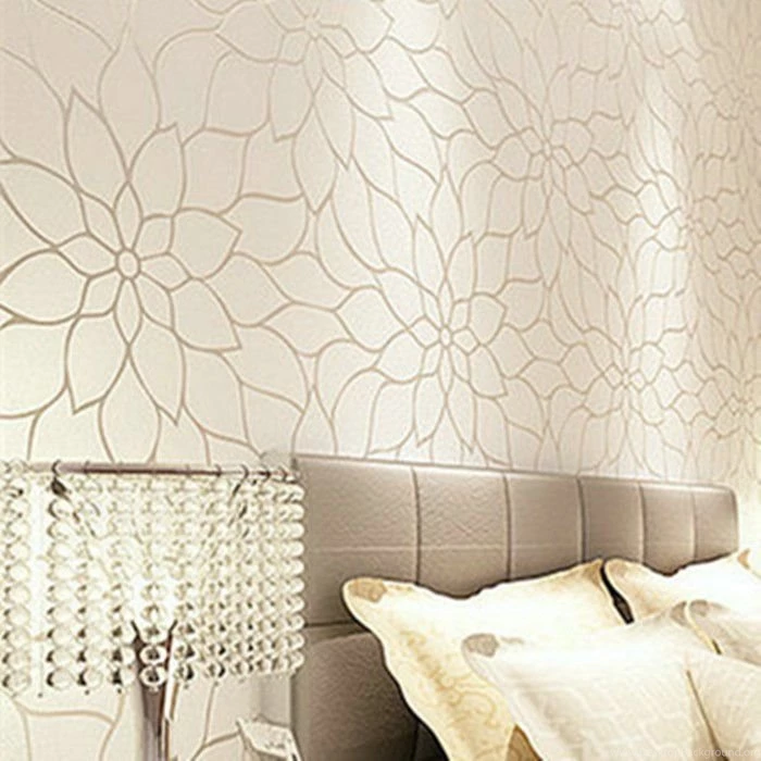 Gold Glitter Modern Wallpapers Flower Designs Textured 3d Wall ...