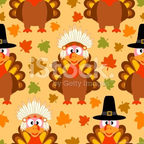 Thanksgiving Seamless Backgrounds With Funny Turkey Stock Vector ...