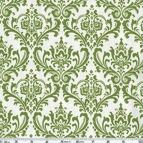 Madison Wallpapers Shamrock White/Green Damask By FabricsfromIndia