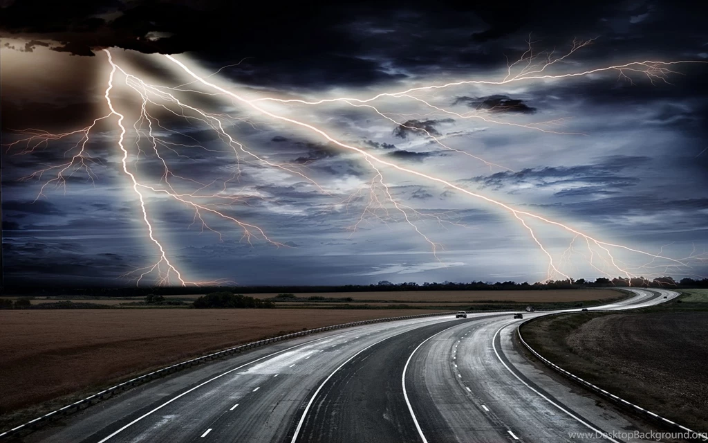 Download Wallpapers 2560x1600 Lightning, Road, Asphalt, Elements ...