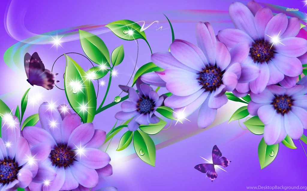 Butterfly On Purple Flowers Wallpapers Digital Art Wallpapers ...