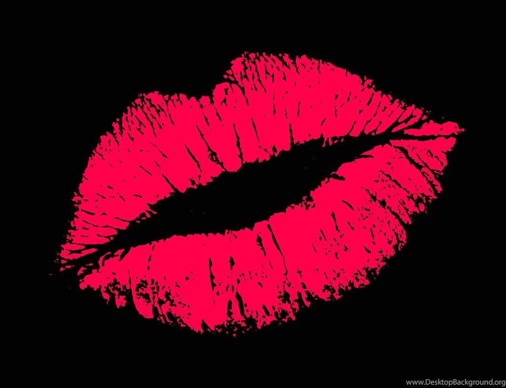 Pink Lips Black Wall Mural