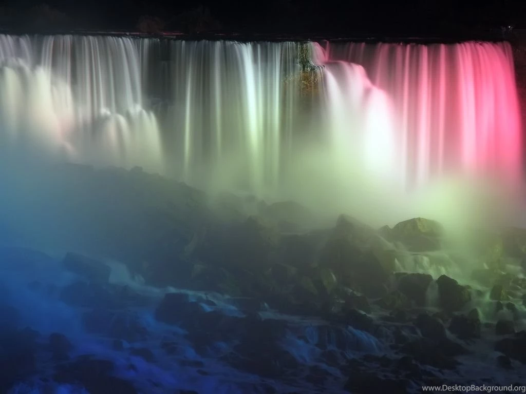 Red And White Color Niagara Falls Night Wallpa
