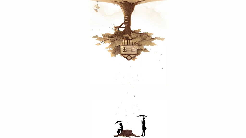 Couple Sitting In Upside Down House With Binoculars Art