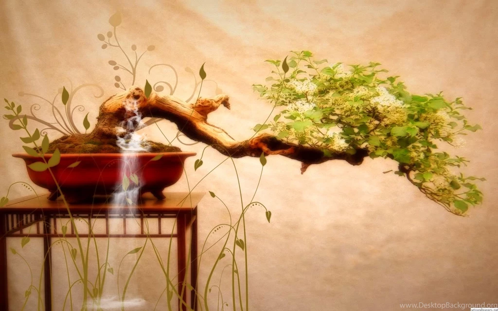 Japanese Bonsai Tree Art Wallpaper.