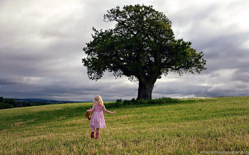 Mood Children Tranquil Girls Nature Landscapes Trees Hill Sky ...