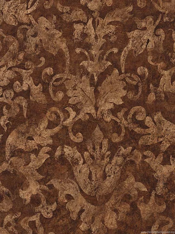 Dark Brown, Gold Damask Wallpapers