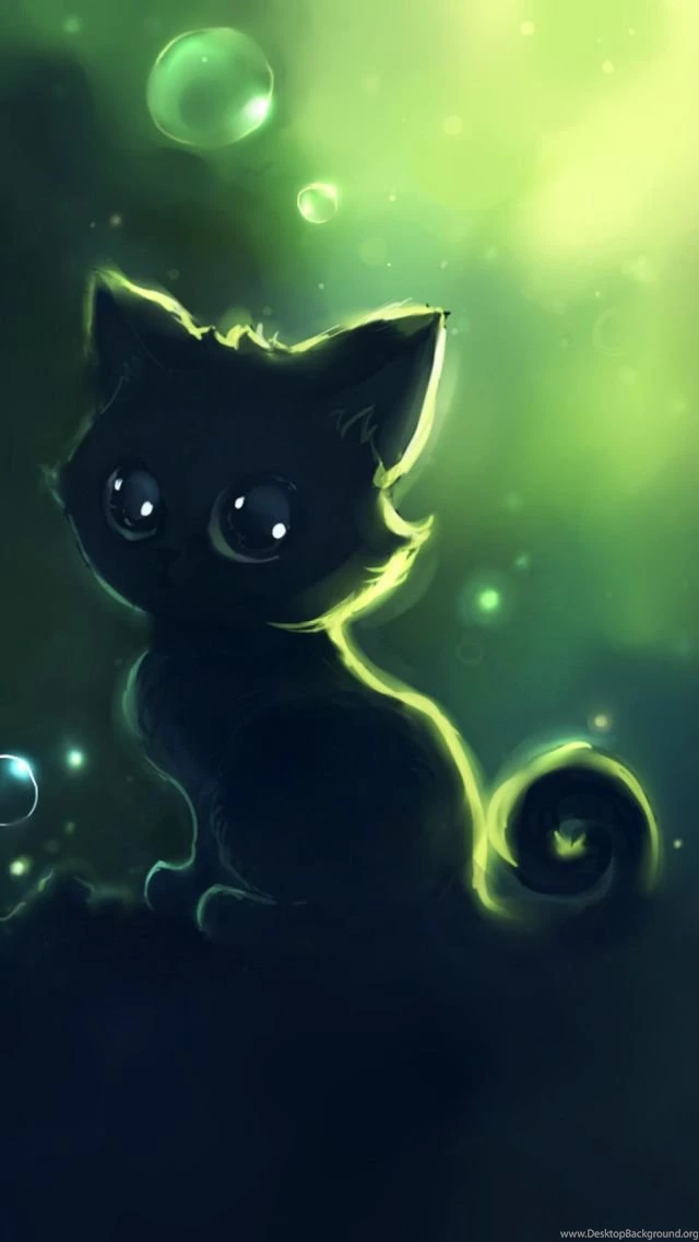 Cute Art Of Lonely Black Kitty Iphone Full Hd Latest Wallpapers ...