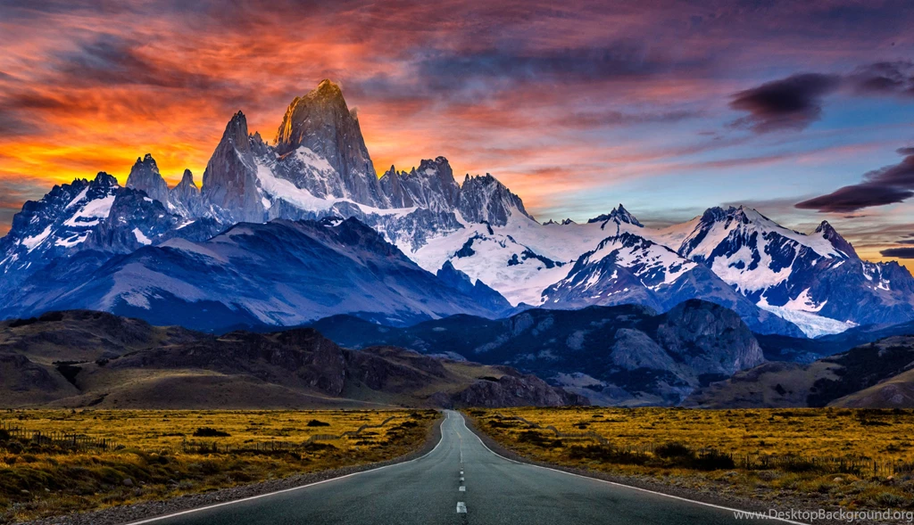 Towards Mount Fitz Roy In The Sunset Computer Wallpapers, Desktop ...