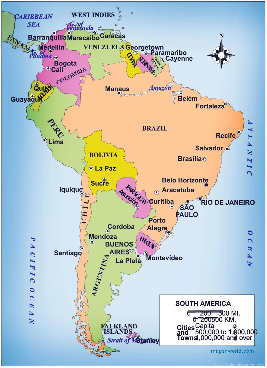 Map Of South America   Free Large Images