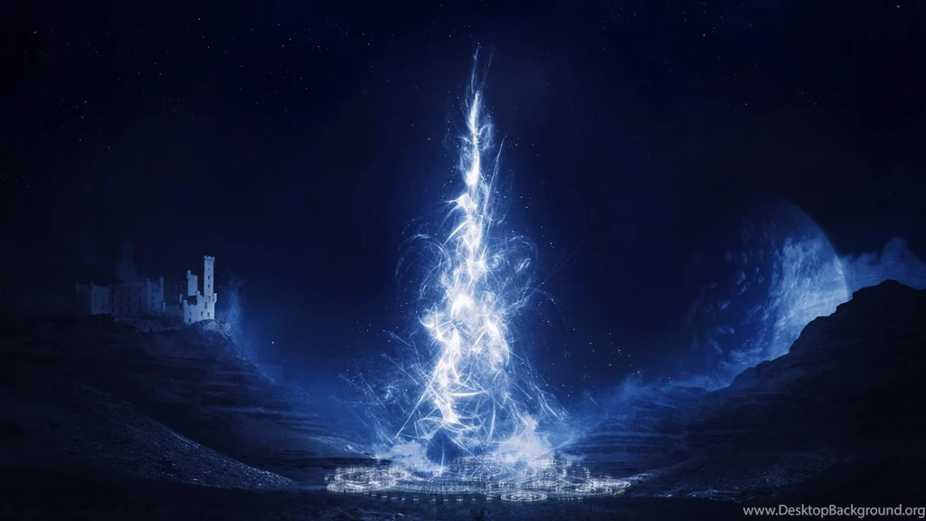 Castle Magic Night Blue Fantasy Wallpapers