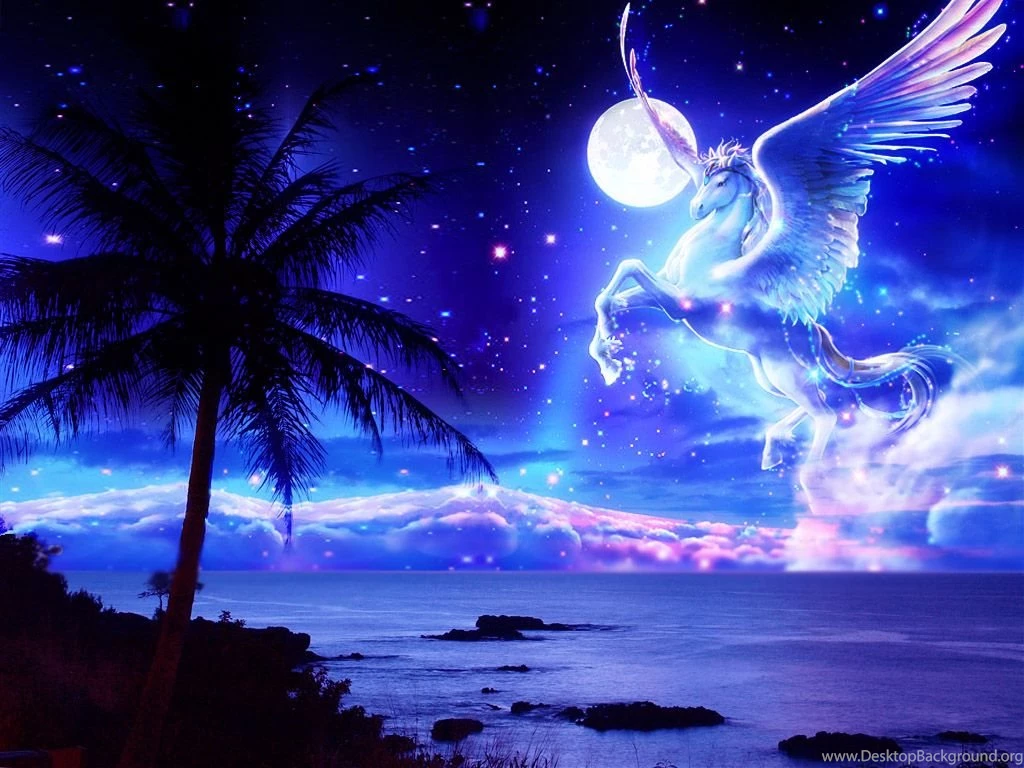Download Blue Yellow Flag Pegasus Paradise Fantasy Horse Sea ...