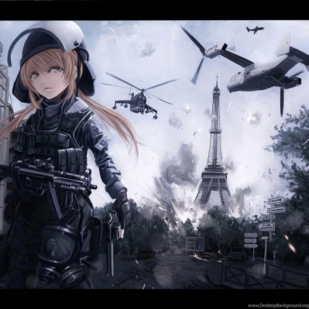 Anime Girl With Gun iPad 1 & 2 Wallpapers