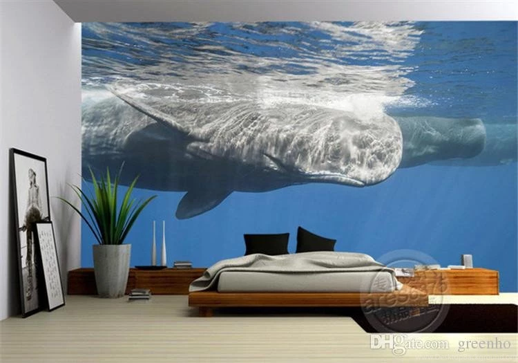 3D Ocean Wallpapers Whale Photo Wallpapers Natural Scenery Mural ...