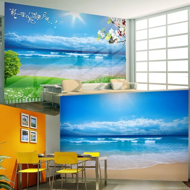Modern Blue Ocean Clouds Mural Wallpapers Roll 3D Wall Mural Papel ...