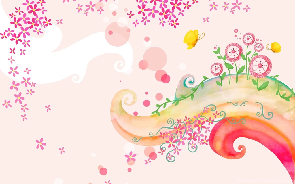 Butterflies Field Flowers Art >> HD Wallpaper, Get It Now!