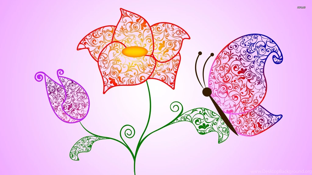 Butterfly On A Swirly Flower Wallpapers Digital Art Wallpapers ...