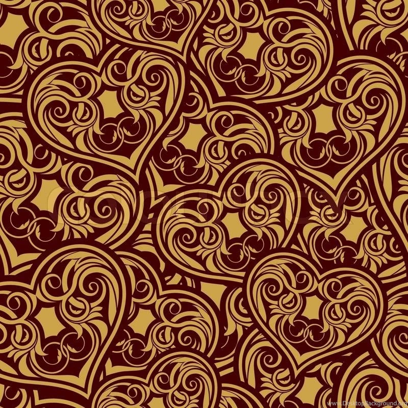 Wedding Gold Seamless Wallpapers Pattern With Heart Stock Vector
