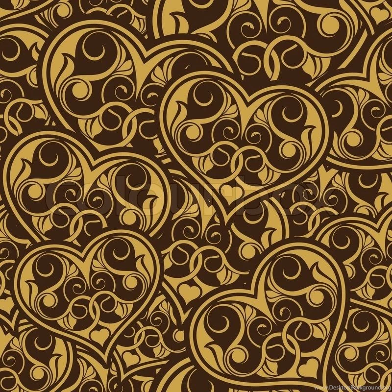 Wedding Gold Seamless Wallpapers Pattern With Heart Stock Vector