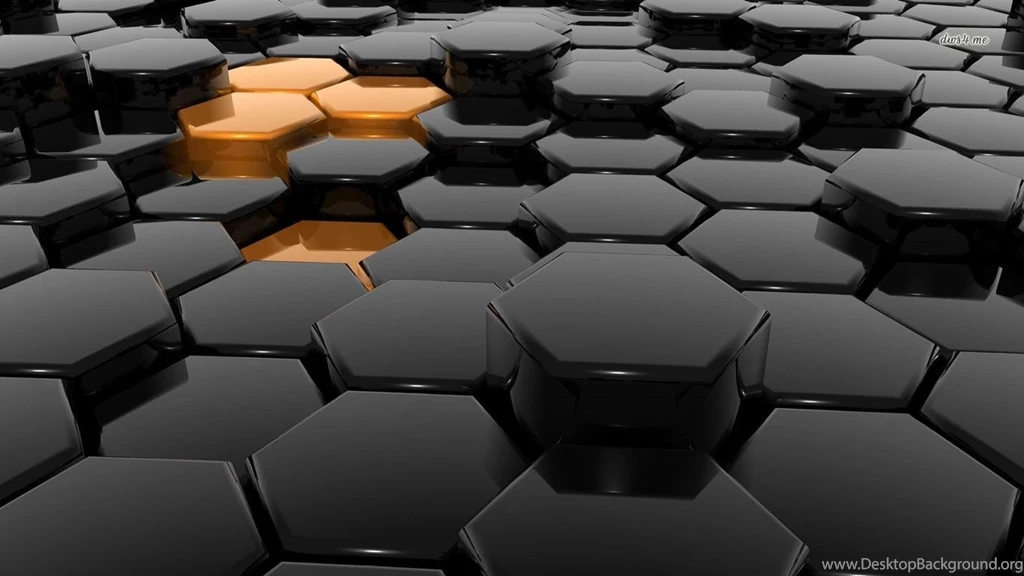Golden Hexagons In The Black Honeycomb Wallpapers 3D Wallpapers ...