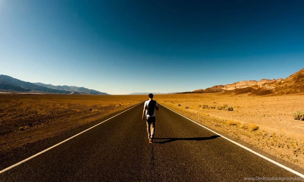 Walking Alone On A Desert Road 1280x768 Wallpapers
