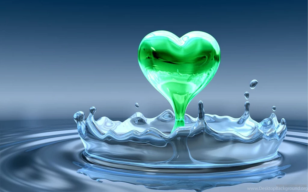 Abstract HD wallpaper a green heart coming out from water_5120x3200.jpg