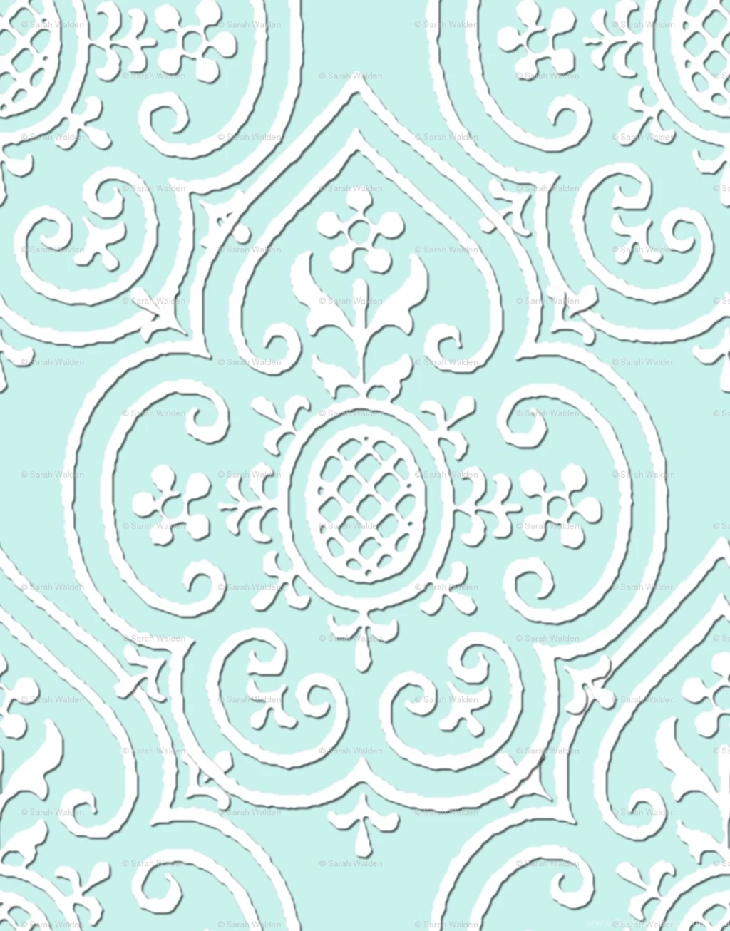 Lace Medallion ~ Robin's Egg Blue And White Fabric ...