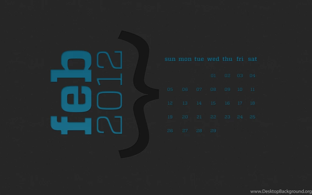 February 2012 Desktop Calendar Wallpapers