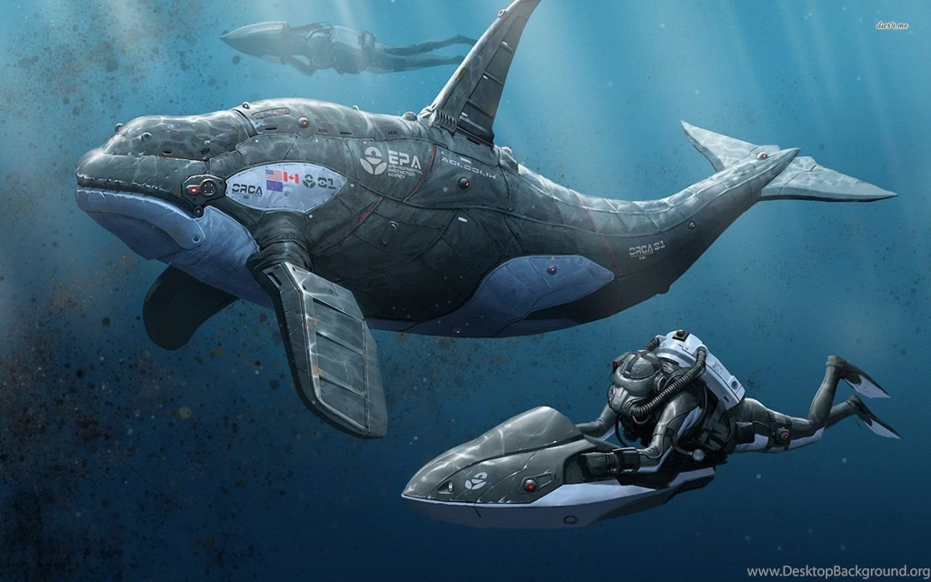 Divers And A Robotic Orca Wallpapers » WallDevil   Best Free HD ...