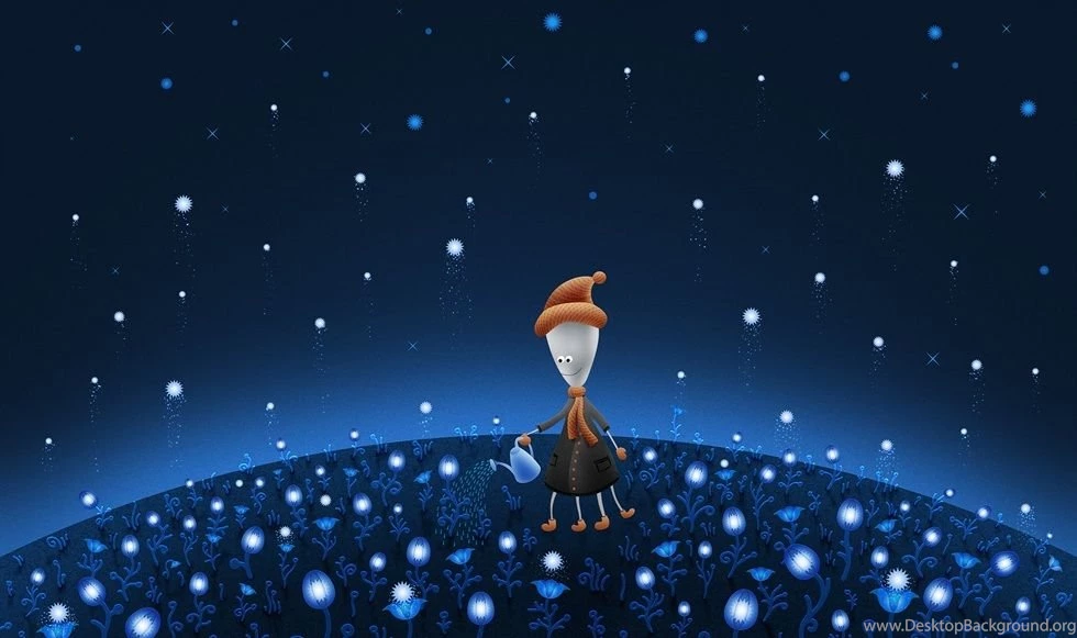 Cute Alien Planting Star Flowers Desktop Wallpapers