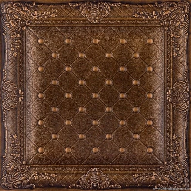 DCT LRT03 Faux Leather Ceiling Tile   Vintage Gold   Ceiling Tile ...