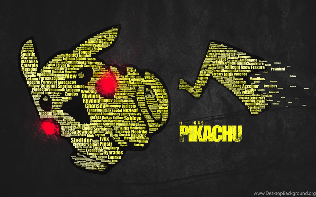 Pokemon Pikachu Typography Text Wallpapers
