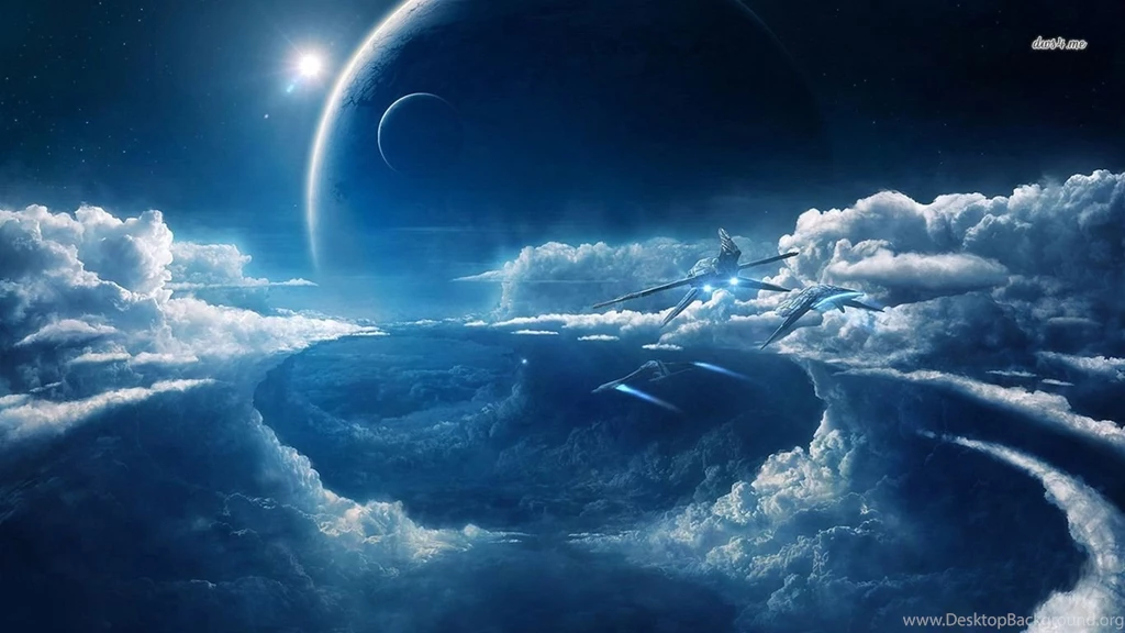 Spaceships Over The Clouds Wallpapers Fantasy Wallpapers