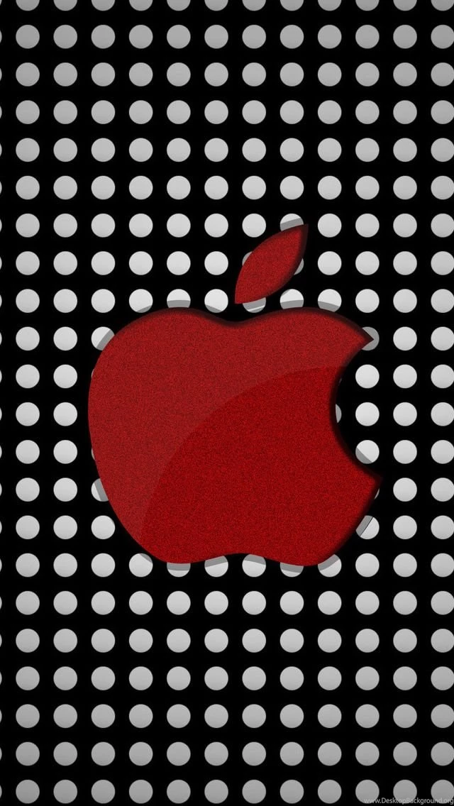 Red Apple Logo On Polka Dots iPhone 5s Wallpapers Download