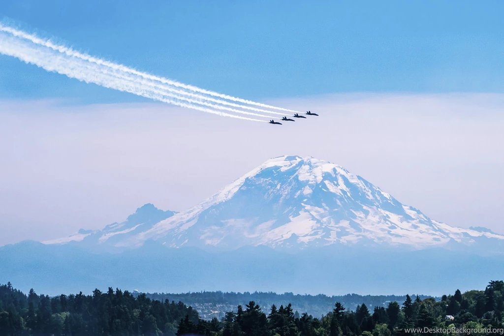 Blue Angels And Mount Rainier During Saturday's Air Show
