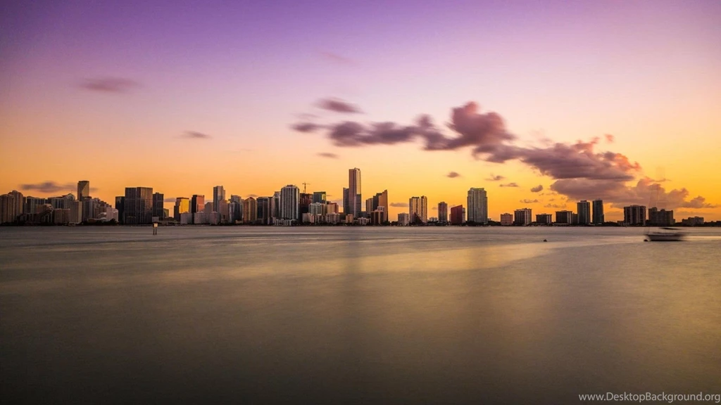 South Beach Miami Skyline At Sunset Wallpapers 26774