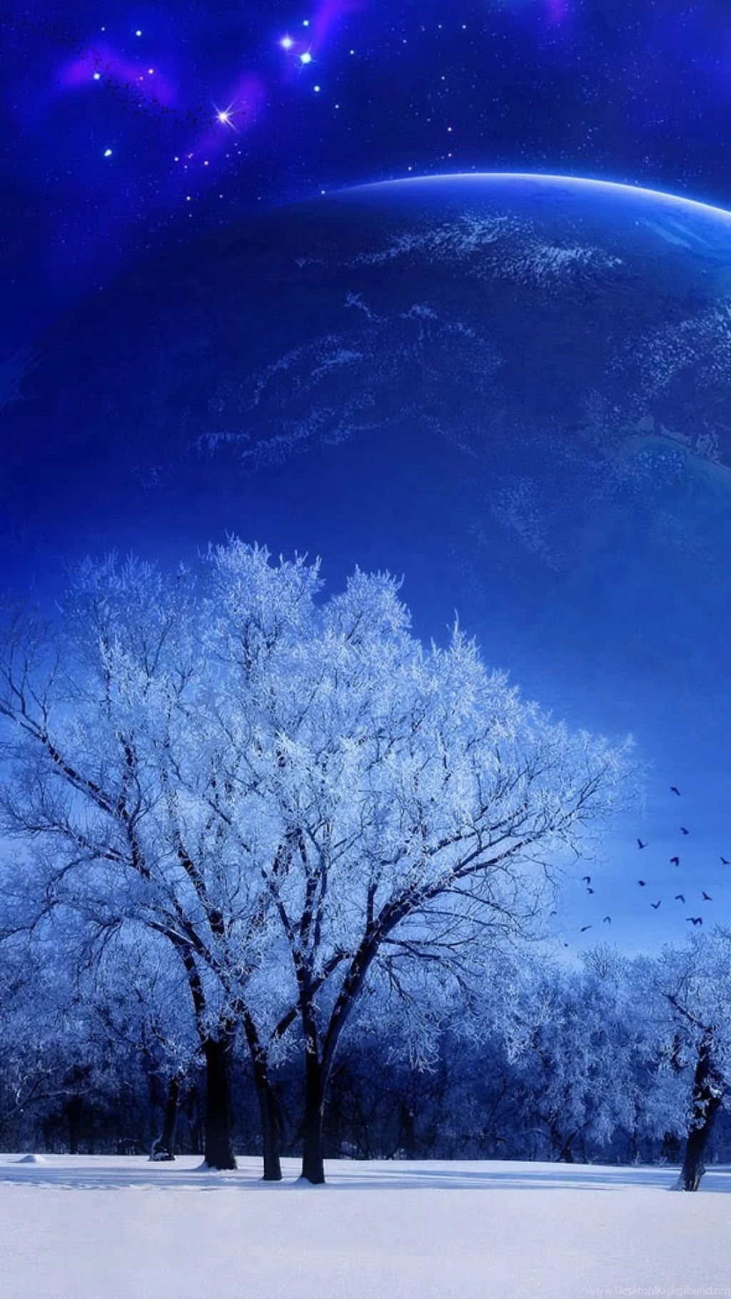 Download Wallpapers 1080x1920 Nature, Landscape, Winter, Sky, Snow ...