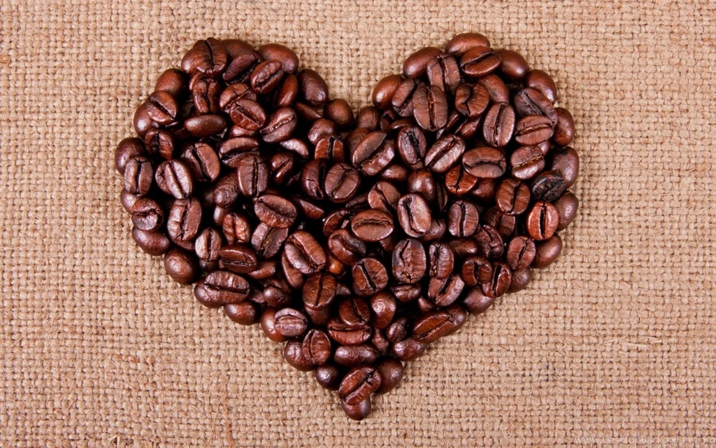 Wallpapers Coffee, Heart, Beans, Burlap, Heart From Coffee Beans.