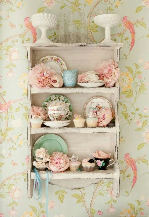 Pastels...chippy Shelf, Vintage Dishes, Pretty Wallpapers ...