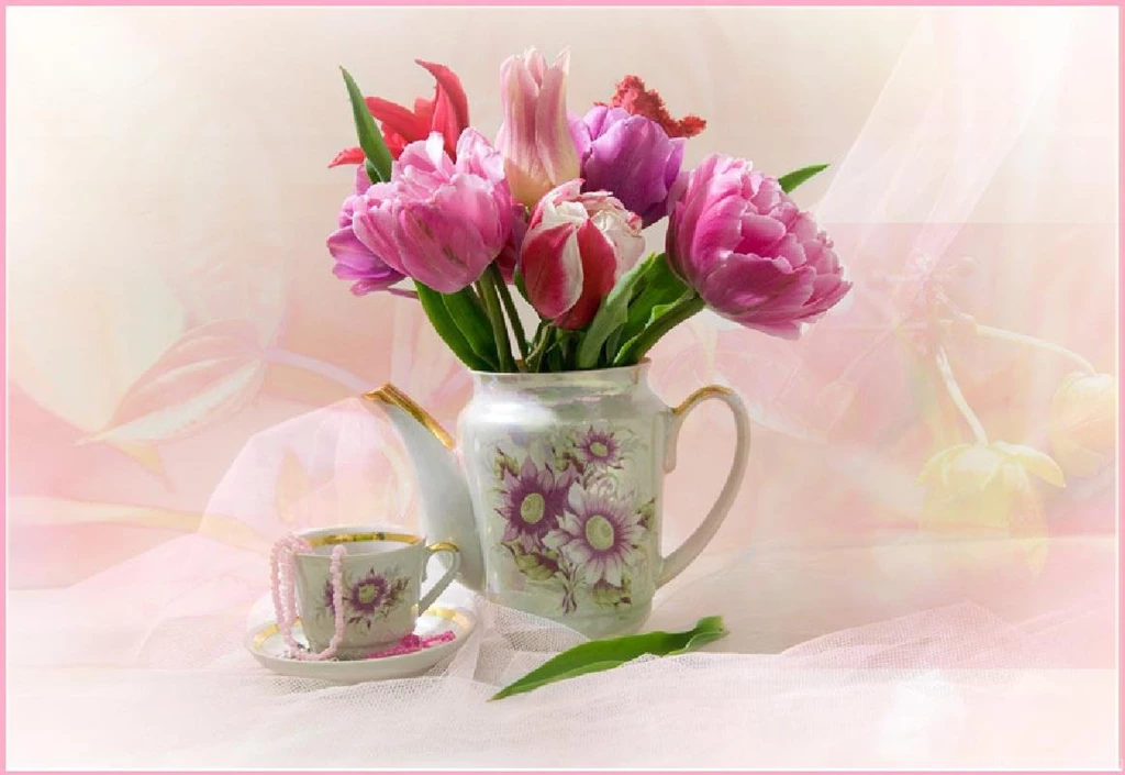 Pink Tulips Teacup (