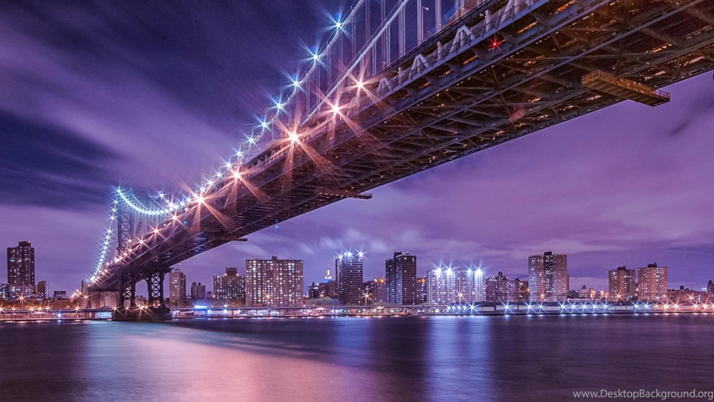 Wonderful Manhattan Bridge At Night (