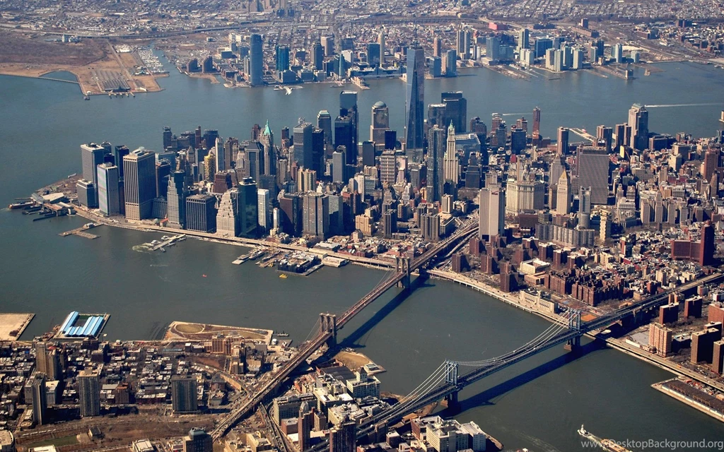 New York Buildings Skyscrapers Manhattan Bridge River Wallpapers ...