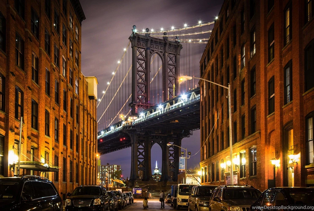 New York USA Manhattan Manhattan Bridge Bridge Buildings Streets ...